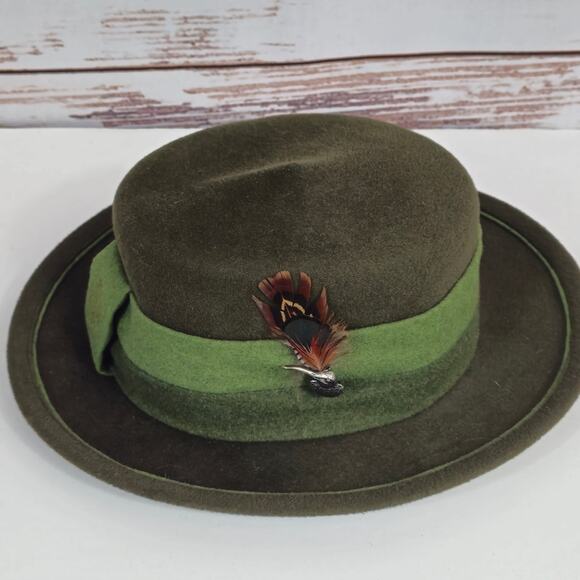 Habsburg traditional german austrian wool felt had green duck feather - Picture 1 of 13